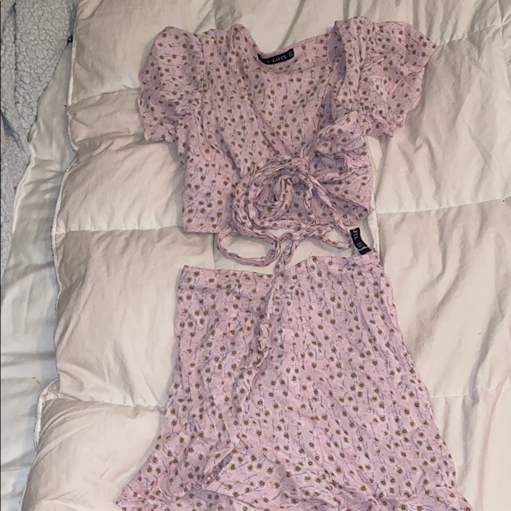 Zaful Floral 2 piece set wrap top